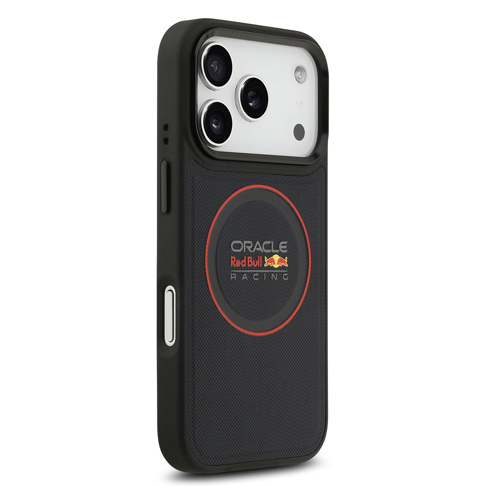 Apple iPhone 17 Pro Kılıf Redbull Orjinal Lisanslı M-safe Şarj Özellikli Kırmızı Halka ve Logo Kabartmalı PU Deri Kapak