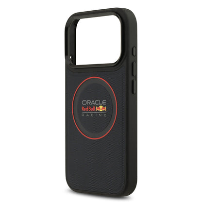 Apple iPhone 17 Pro Kılıf Redbull Orjinal Lisanslı M-safe Şarj Özellikli Kırmızı Halka ve Logo Kabartmalı PU Deri Kapak