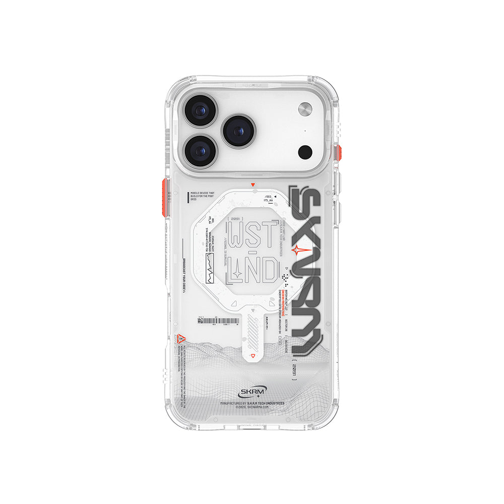 Apple iPhone 17 Pro Kılıf Skinarma M-safe Şarj Özellikli Yazı Desenli Airbag Tasarımlı Sonix Kapak