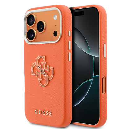 Apple iPhone 17 Pro Max Kılıf Guess Orjinal Lisanslı 4G Büyük Metal Kamera Çerçeveli PU Deri Resin Kapak