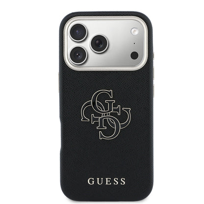 Apple iPhone 17 Pro Max Kılıf Guess Orjinal Lisanslı 4G Büyük Metal Kamera Çerçeveli PU Deri Resin Kapak