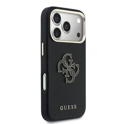 Apple iPhone 17 Pro Max Kılıf Guess Orjinal Lisanslı 4G Büyük Metal Kamera Çerçeveli PU Deri Resin Kapak
