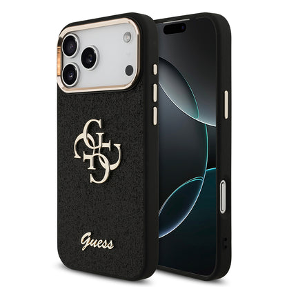 Apple iPhone 17 Pro Max Kılıf Guess Orjinal Lisanslı 4G Büyük Metal Kamera Çerçeveli ve Logolu Glitter Kapak