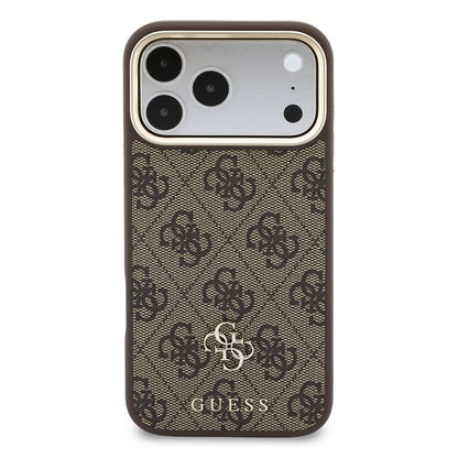 Apple iPhone 17 Pro Max Kılıf Guess Orjinal Lisanslı M-safe Şarj Özellikli 4G Büyük Metal Logolu Kartlıklı Kapak