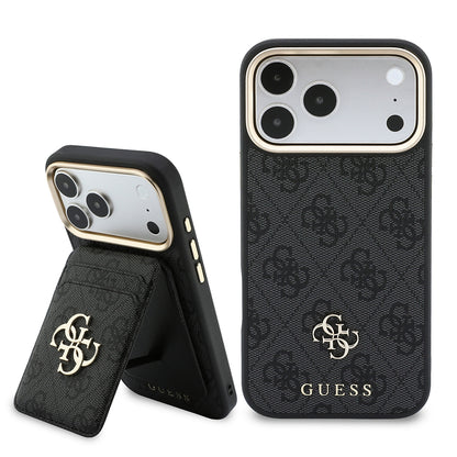 Apple iPhone 17 Pro Max Kılıf Guess Orjinal Lisanslı M-safe Şarj Özellikli 4G Büyük Metal Logolu Kartlıklı Kapak