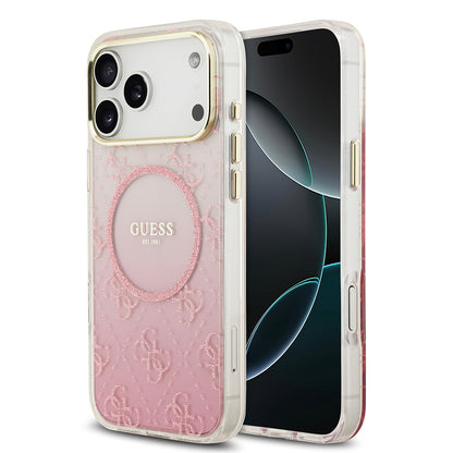 Apple iPhone 17 Pro Max Kılıf Guess Orjinal Lisanslı M-safe Şarj Özellikli 4G Desenli Simli Silikon Kapak
