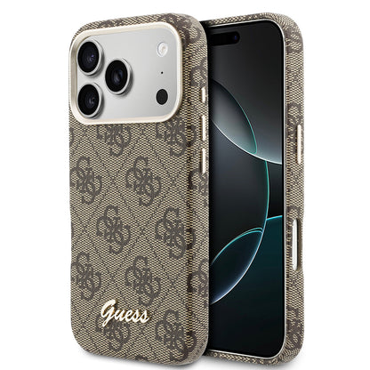 Apple iPhone 17 Pro Max Kılıf Guess Orjinal Lisanslı M-safe Şarj Özellikli Script Yazı Logolu 4G Desenli Kapak