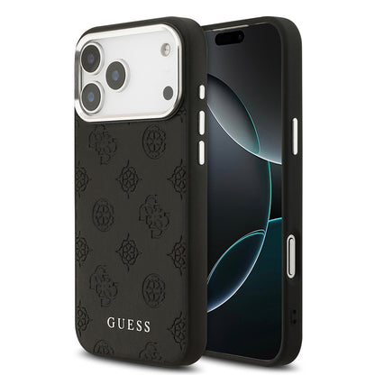 Apple iPhone 17 Pro Max Kılıf Guess Orjinal Lisanslı M-safe Şarj Özellikli Sıcak Baskılı Klasik Yazı Logolu PU Deri Peony Kapak