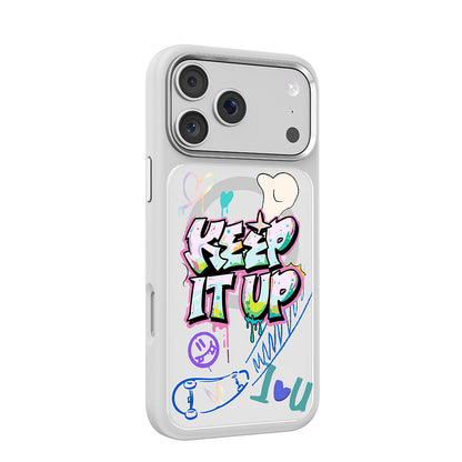 Apple iPhone 17 Pro Max Kılıf M-safe Şarj Özellikli 3D Baskılı Tasarım Mutural Graffiti Serisi Kapak