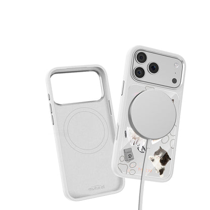Apple iPhone 17 Pro Max Kılıf M-safe Şarj Özellikli 3D Baskılı Tasarım Mutural The Cat Serisi Kapak