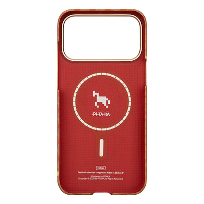 Apple iPhone 17 Pro Max Kılıf M-safe Şarj Özellikli Aramid Fiber Pitaka Edge Serisi Happiness Rides Kapak