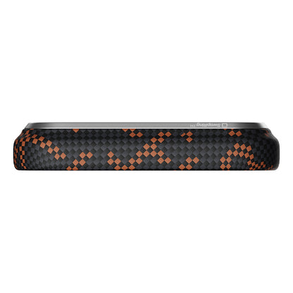 Apple iPhone 17 Pro Max Kılıf M-safe Şarj Özellikli Aramid Fiber Pitaka Tactile Woven Monogram Serisi Kapak