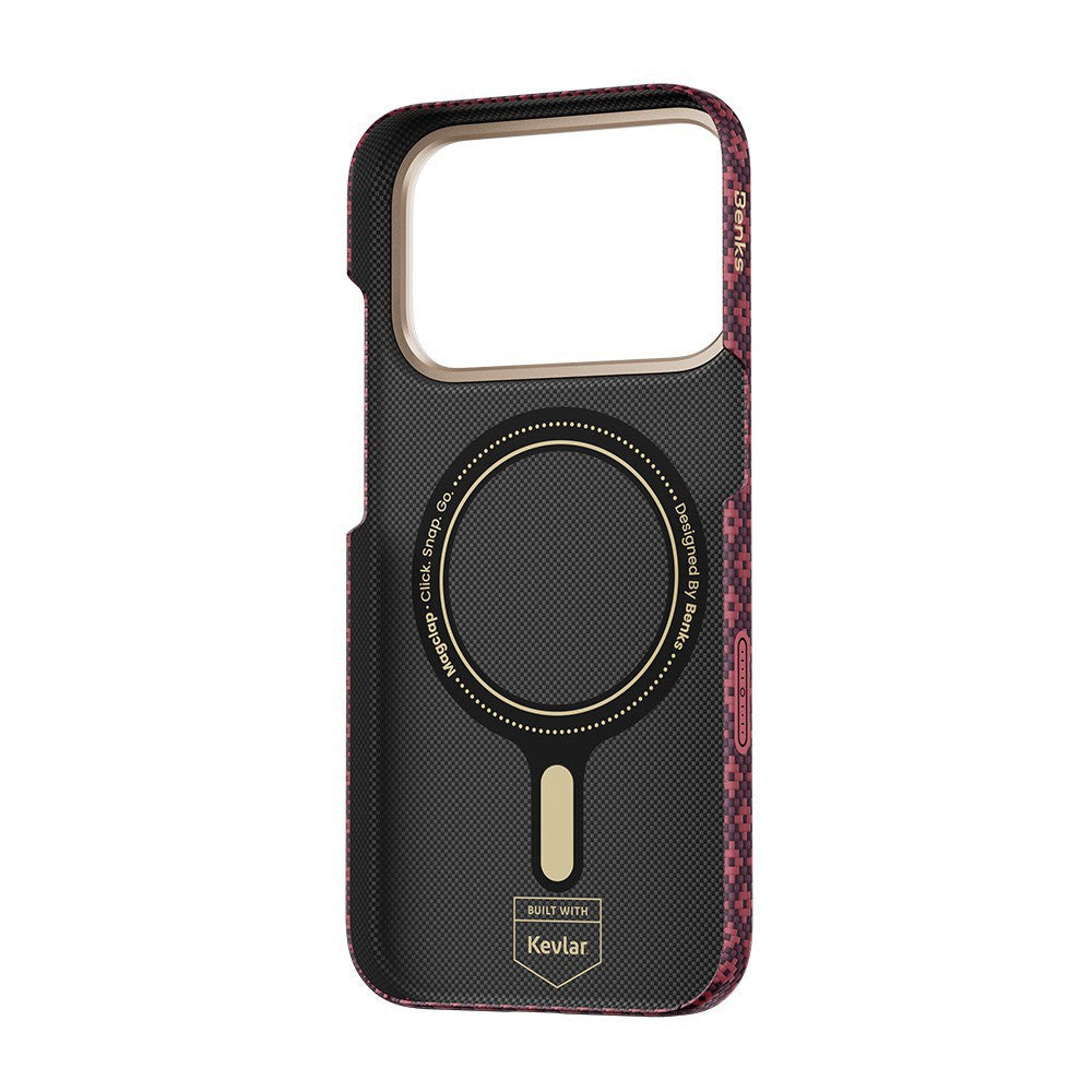 Apple iPhone 17 Pro Max Kılıf M-Safe Şarj Özellikli Benks ArmorAir ArmorGrid Serisi C1 Kevlar Karbon Kapak