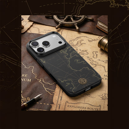 Apple iPhone 17 Pro Max Kılıf M-safe Şarj Özellikli Karbon Fiber Tasarımlı Benks ArmorEdge Air Navigator Kevlar Kapak