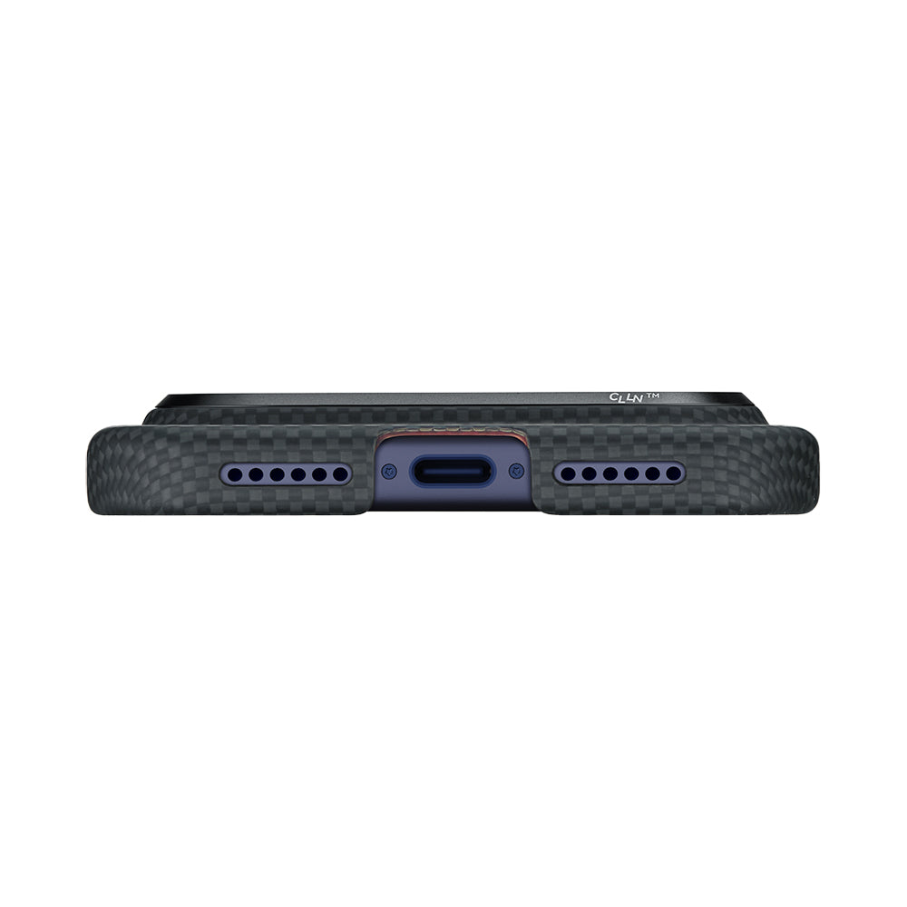 Apple iPhone 17 Pro Max Kılıf M-safe Şarj Özellikli Lumintex Teknolojili Fosforlu Aramid Fiber Pitaka Tactile Woven Aries Serisi Kapak