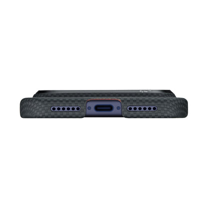 Apple iPhone 17 Pro Max Kılıf M-safe Şarj Özellikli Lumintex Teknolojili Fosforlu Aramid Fiber Pitaka Tactile Woven Aries Serisi Kapak