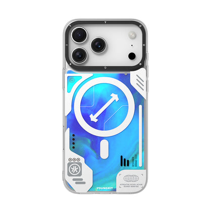 Apple iPhone 17 Pro Max Kılıf M-safe Şarj Özellikli Parlak Kumlu Sıvılı Tasarımlı Galaxy Fantasy Serisi Kapak