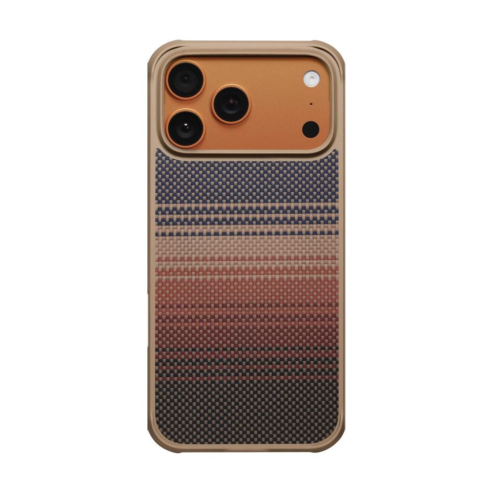 Apple iPhone 17 Pro Max Kılıf M-safe Şarj Özellikli Pitaka Tactile Woven Sunset-Moonrise Aramid Pro Guard Serisi Kapak