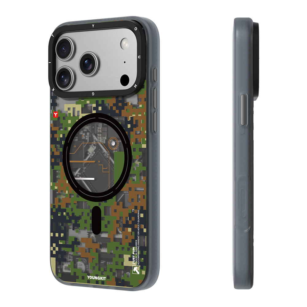 Apple iPhone 17 Pro Max Kılıf M-Safe Şarj Özellikli Youngkit Camouflage Sykell Serisi Kapak