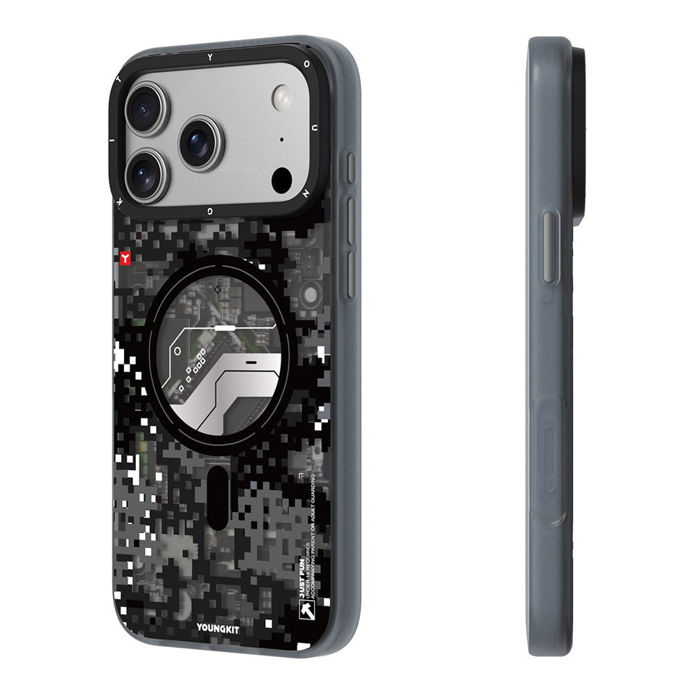 Apple iPhone 17 Pro Max Kılıf M-Safe Şarj Özellikli Youngkit Camouflage Sykell Serisi Kapak