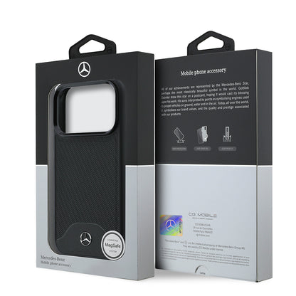 Apple iPhone 17 Pro Max Kılıf Mercedes Benz Orjinal Lisanslı M-safe Şarj Özellikli 3D Metal Logolu Wood Deri Dokumalı Kapak