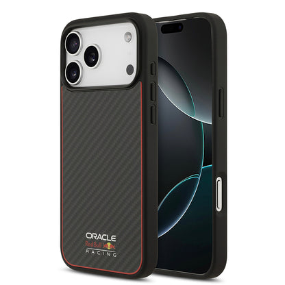 Apple iPhone 17 Pro Max Kılıf Redbull Orjinal Lisanslı M-safe Şarj Özellikli Karbon Fiber Parlayan Logolu Kevlar Kapak