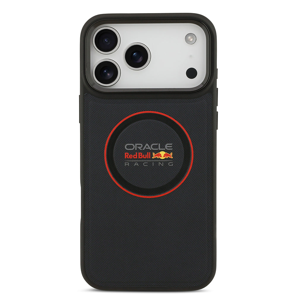Apple iPhone 17 Pro Max Kılıf Redbull Orjinal Lisanslı M-safe Şarj Özellikli Kırmızı Halka ve Logo Kabartmalı PU Deri Kapak