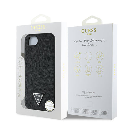 Apple iPhone 17E Kılıf Guess Orjinal Lisanslı M-safe Şarj Özellikli Grained Triangle Kapak