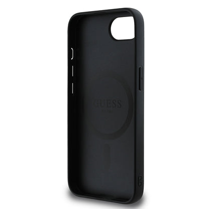 Apple iPhone 17E Kılıf Guess Orjinal Lisanslı M-safe Şarj Özellikli PU Üçgen Logo 4G Desenli Kapak