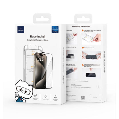 Apple iPhone 17E Wiwu SQ-008 Oleofobik Easy Install Darbeye Karşı Dayanıklı Temperli Cam Ekran Koruyucu + Kolay Uygulama Aparatlı