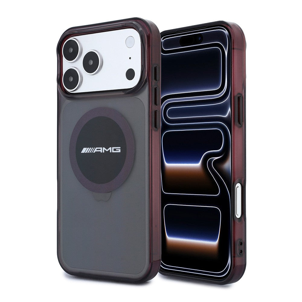 Apple iPhone 18 Pro Kılıf AMG Orjinal Lisanslı M-safe Şarj Özellikli Transparan IML Baskı Logolu Bicolor Block Kapak