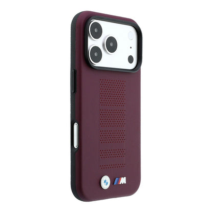 Apple iPhone 18 Pro Kılıf BMW Orjinal Lisanslı M-safe Şarj Özellikli PU Delikli Metal M Logolu Kapak