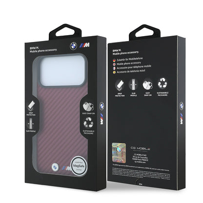 Apple iPhone 18 Pro Kılıf BMW Orjinal Lisanslı M-safe Şarj Özellikli PU Karbon Tasarımlı Metal Logolu Kapak