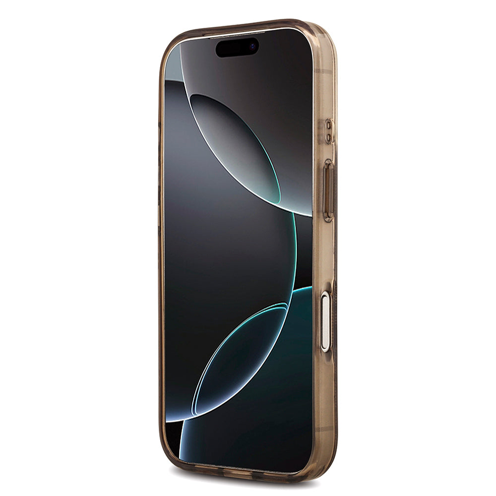 Apple iPhone 18 Pro Kılıf Guess Orjinal Lisanslı M-safe Şarj Özellikli IML Peony ve 4G Desenli Klasik Logolu Kapak