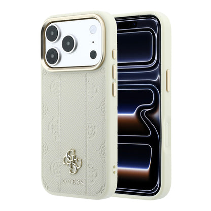 Apple iPhone 18 Pro Kılıf Guess Orjinal Lisanslı M-safe Şarj Özellikli Şeritli Peony 4G ve Yazı Logolu Kapak
