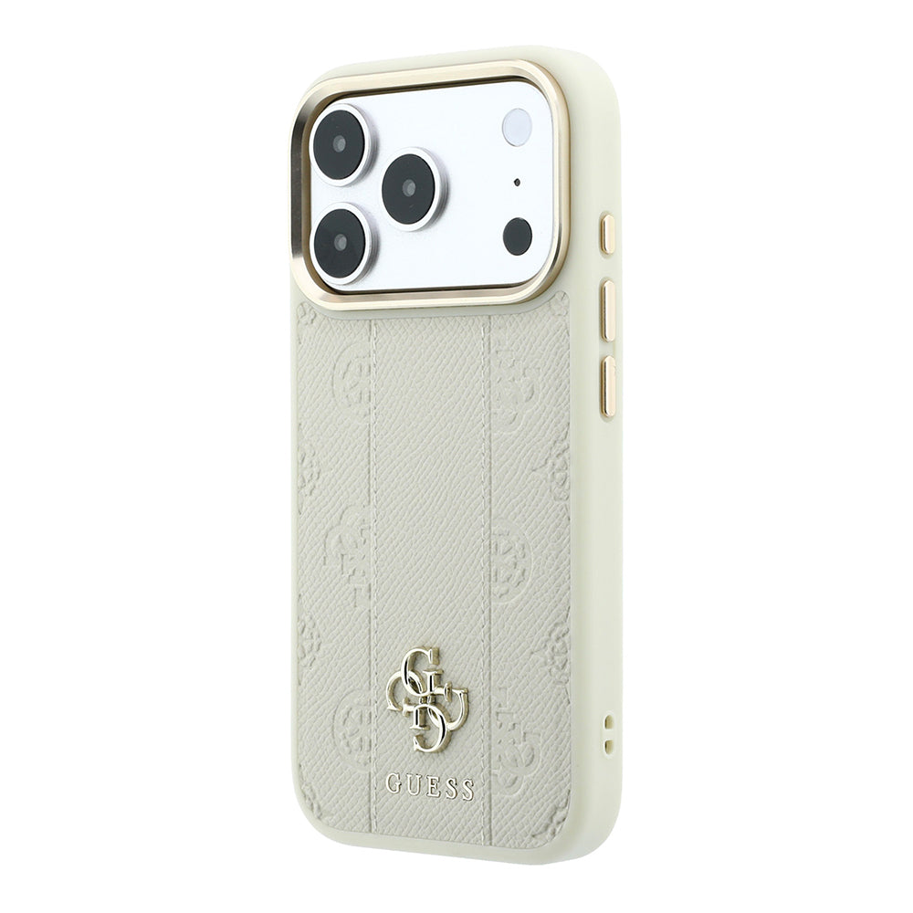 Apple iPhone 18 Pro Kılıf Guess Orjinal Lisanslı M-safe Şarj Özellikli Şeritli Peony 4G ve Yazı Logolu Kapak