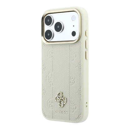 Apple iPhone 18 Pro Kılıf Guess Orjinal Lisanslı M-safe Şarj Özellikli Şeritli Peony 4G ve Yazı Logolu Kapak