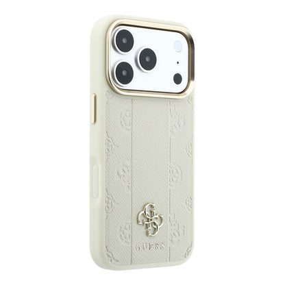 Apple iPhone 18 Pro Kılıf Guess Orjinal Lisanslı M-safe Şarj Özellikli Şeritli Peony 4G ve Yazı Logolu Kapak