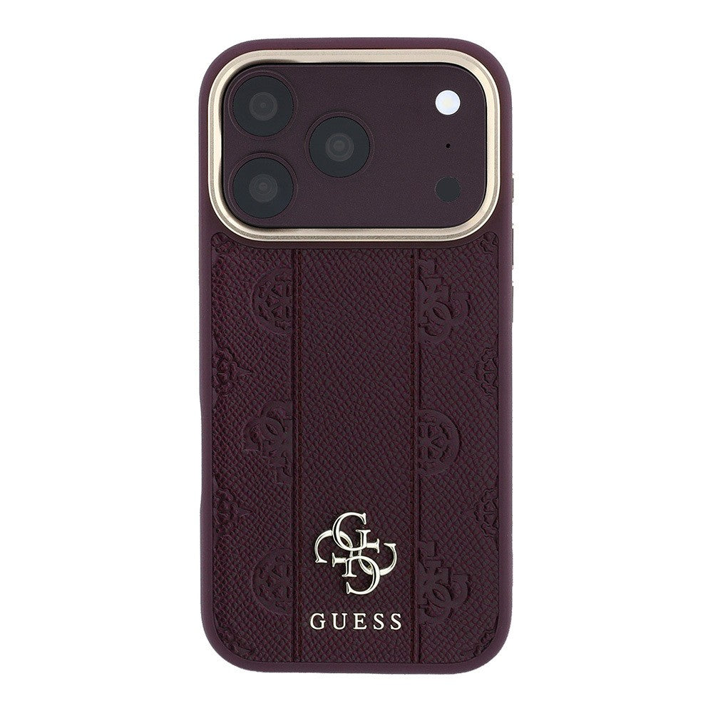 Apple iPhone 18 Pro Kılıf Guess Orjinal Lisanslı M-safe Şarj Özellikli Şeritli Peony 4G ve Yazı Logolu Kapak