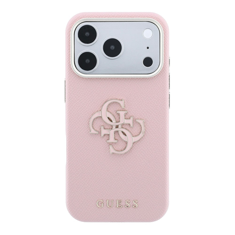 Apple iPhone 18 Pro Kılıf Guess Orjinal Lisanslı PU Yazı ve 4G Büyük Metal Logolu Kapak