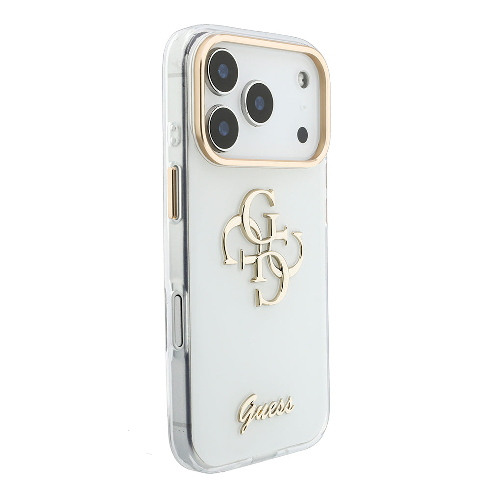 Apple iPhone 18 Pro Kılıf Guess Orjinal Lisanslı Yazı ve 4G Büyük Metal Logolu Silikon Kapak