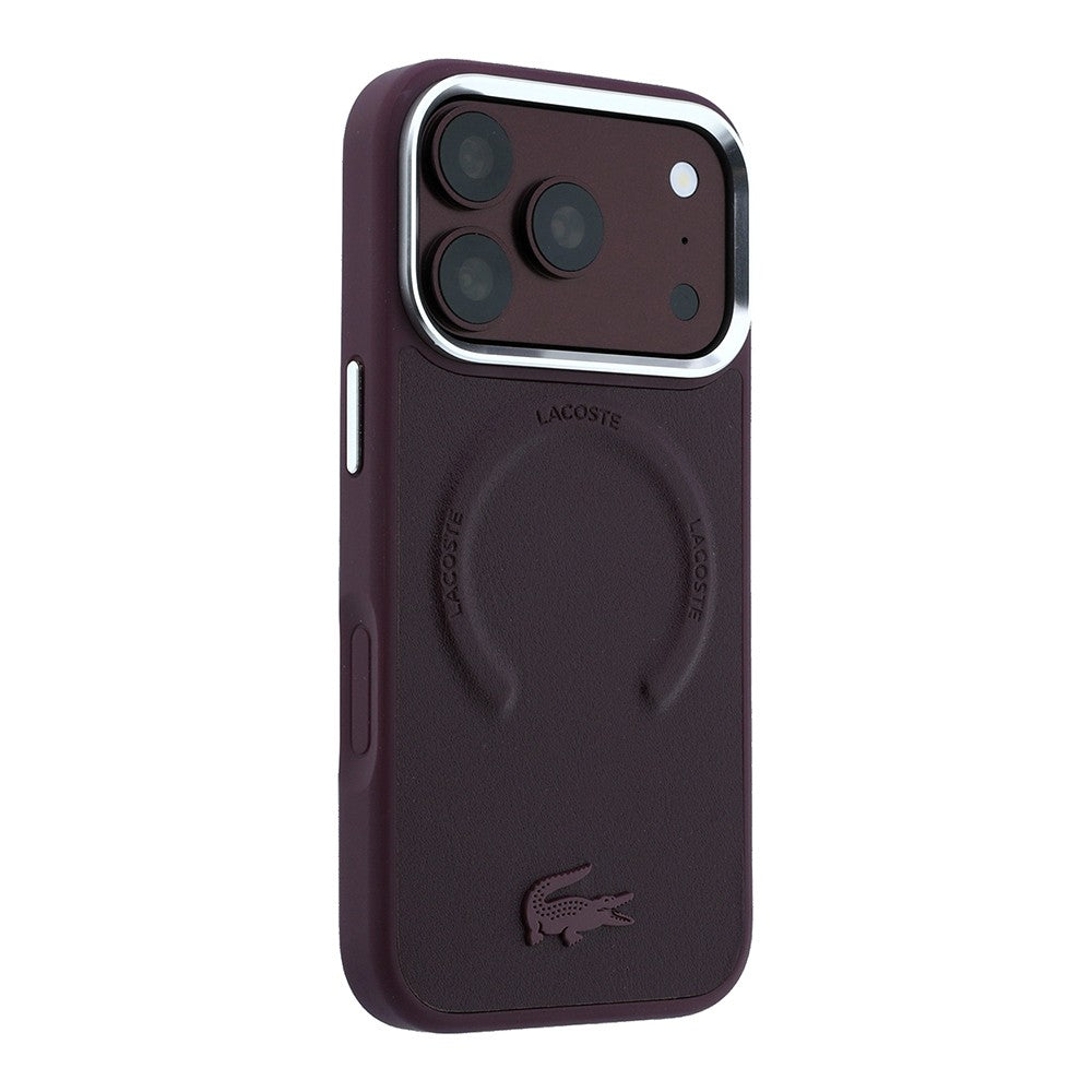 Apple iPhone 18 Pro Kılıf Lacoste Orjinal Lisanslı M-safe Şarj Özellikli Lenglen Icon Metal Logolu Kapak