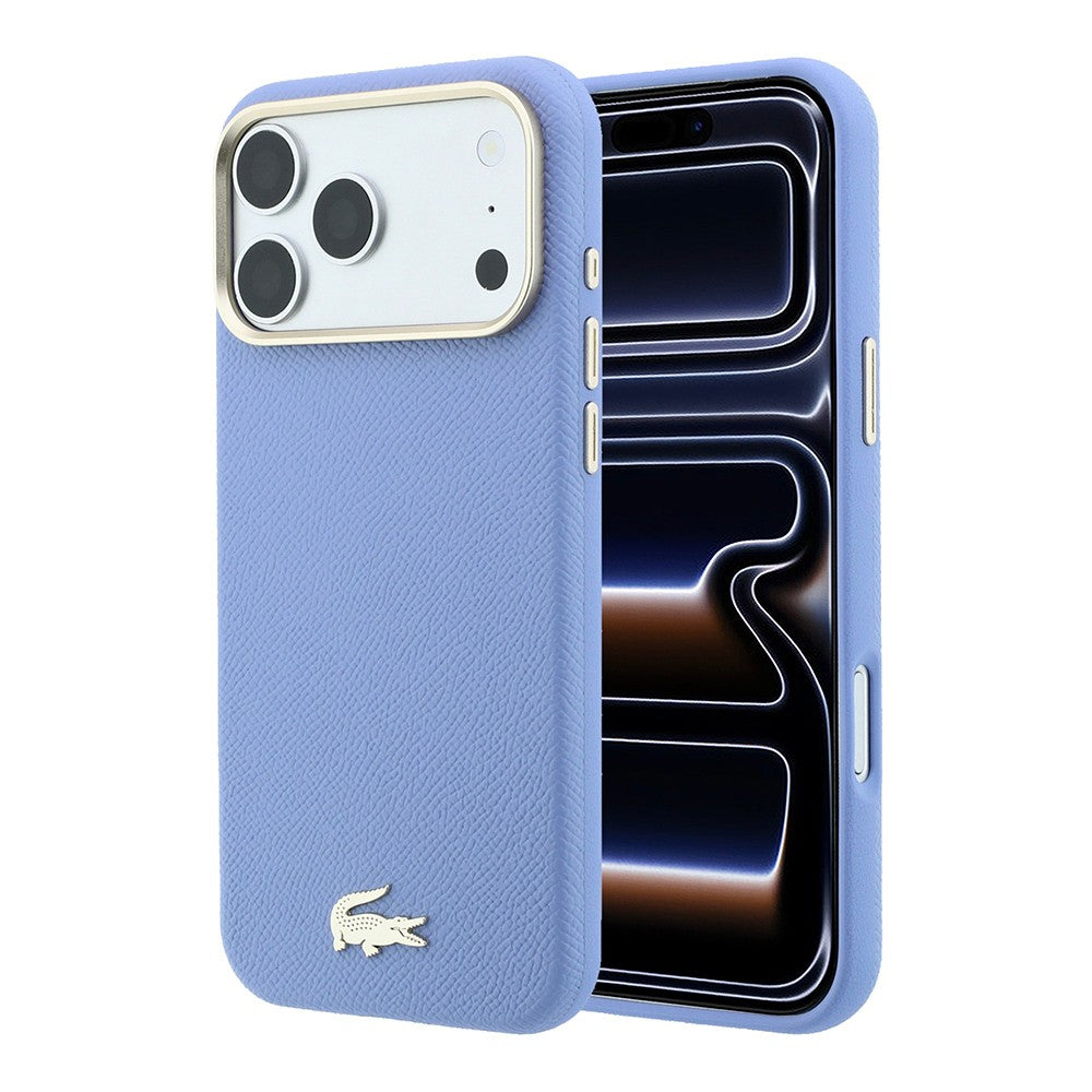 Apple iPhone 18 Pro Kılıf Lacoste Orjinal Lisanslı M-Safe Şarj Özellikli PVC Yarı Pike Desenli Arka Yüzey İkonik Timsah Dokuma Logolu Kapak