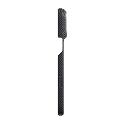 Apple iPhone 18 Pro Kılıf M-safe Şarj Özellikli 1500D Aramid Karbon Fiber Pitaka Ultra-Slim Classic Serisi Black-Grey Twill Kapak