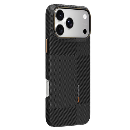 Apple iPhone 18 Pro Kılıf M-safe Şarj Özellikli 600D Metal Kamera Çerçeveli Raptic Aramid Karbon Fiber Geotik Serisi Kapak