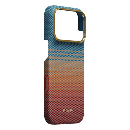 Apple iPhone 18 Pro Kılıf M-safe Şarj Özellikli Aramid Fiber Pitaka Sunset 2.0 California Dream Serisi Kapak