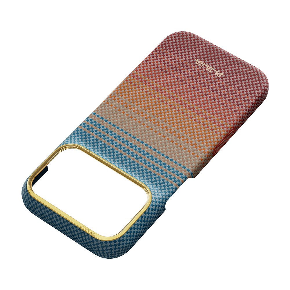 Apple iPhone 18 Pro Kılıf M-safe Şarj Özellikli Aramid Fiber Pitaka Sunset 2.0 California Dream Serisi Kapak