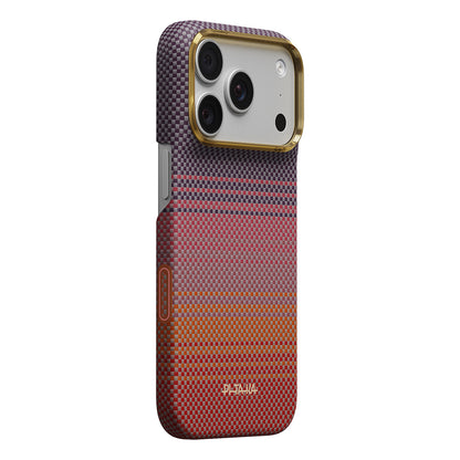 Apple iPhone 18 Pro Kılıf M-safe Şarj Özellikli Aramid Fiber Pitaka Sunset 2.0 California Dream Serisi Kapak