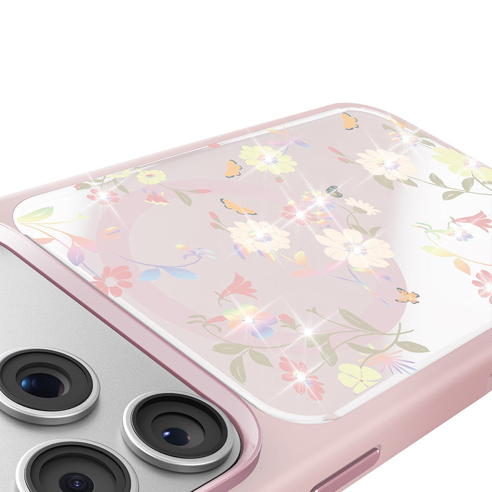 Apple iPhone 18 Pro Kılıf M-safe Şarj Özellikli Çiçek Tasarımlı Mutural Flower Serisi Kapak