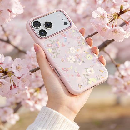 Apple iPhone 18 Pro Kılıf M-safe Şarj Özellikli Çiçek Tasarımlı Mutural Flower Serisi Kapak